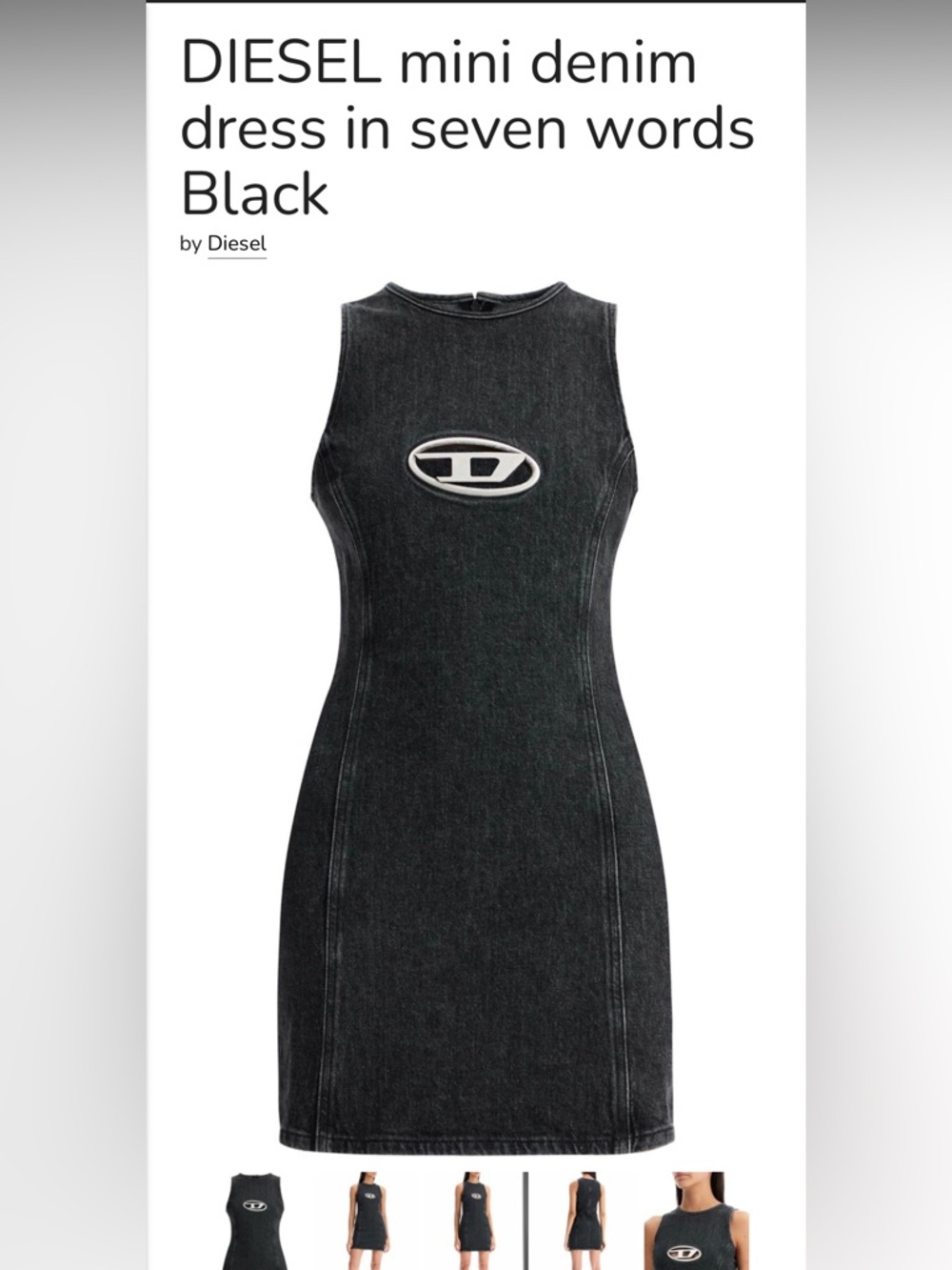 DIESEL mini denim dress in seven words Black